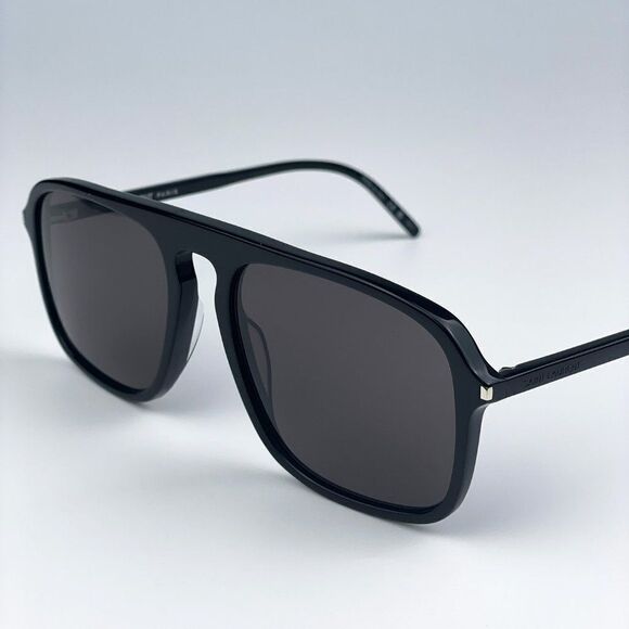 NEW Saint Laurent SL590 001 Black Aviator Unisex Sunglasses - Picture 8 of 12